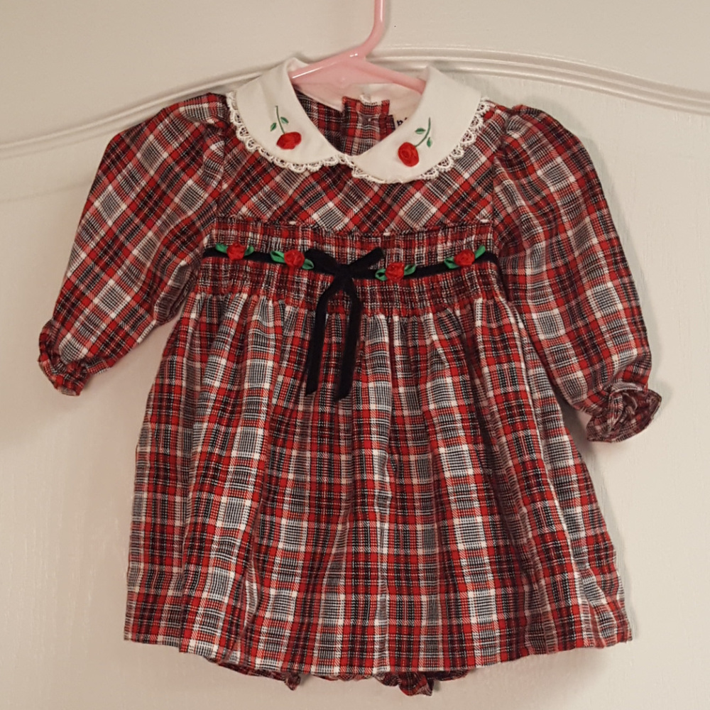 B.T. Kids Red Plaid Smocked Dress and Bloomers
